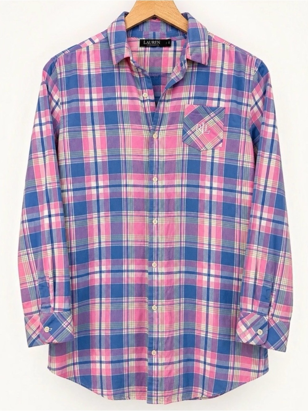 Lauren Ralph Lauren Pink & Blue Plaid Button-Down Shirt